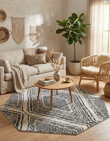 Black and White Tagine Octagon Rug