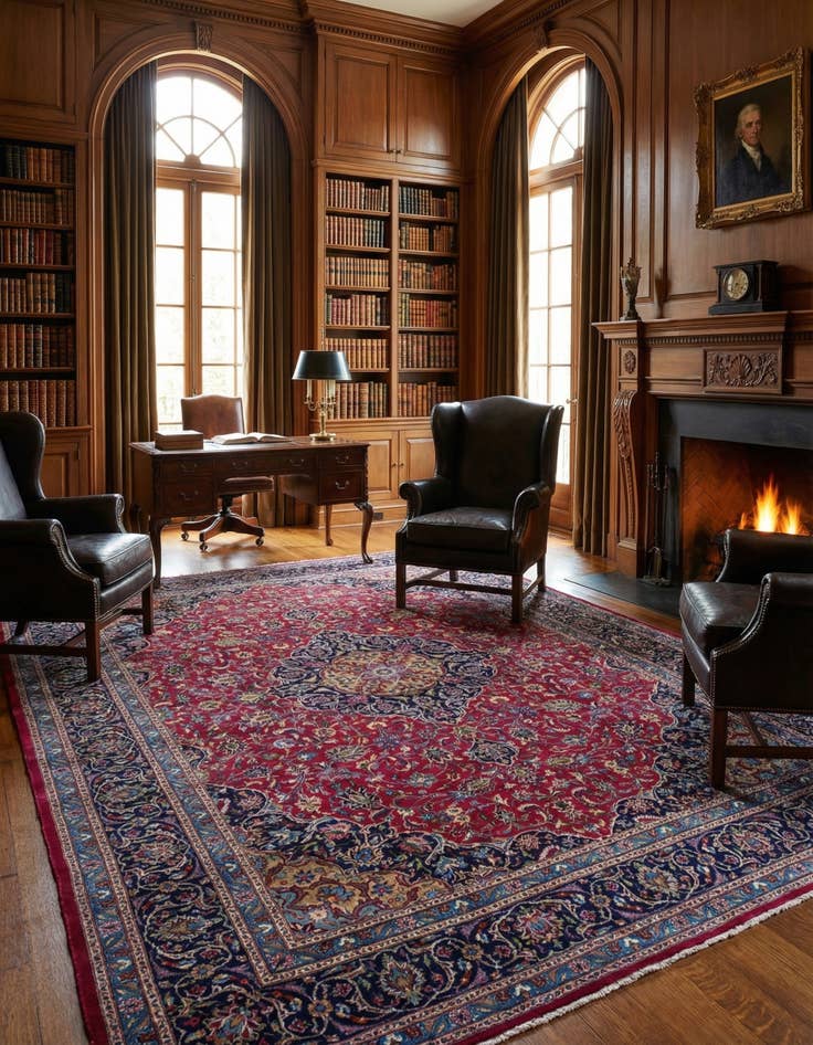 Detail image of  9' 8 x 12' 10  Hand Knotted Mashad Persian Wool Rug