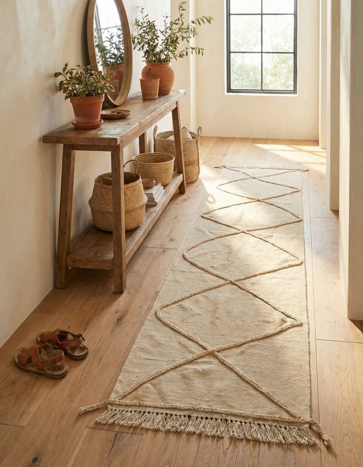 Detail image of 2' 6 x 10'  Hand Woven Moroccan Wool Runner Rug