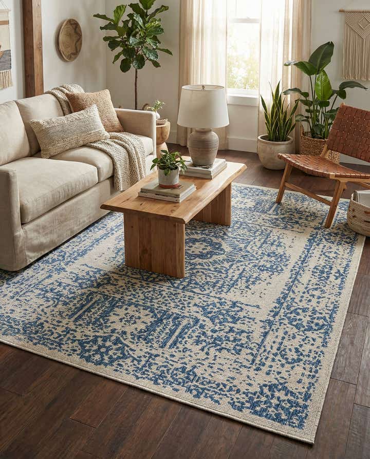 7' 10 x 11' Easy-Clean Traditional Indoor / Outdoor Rug