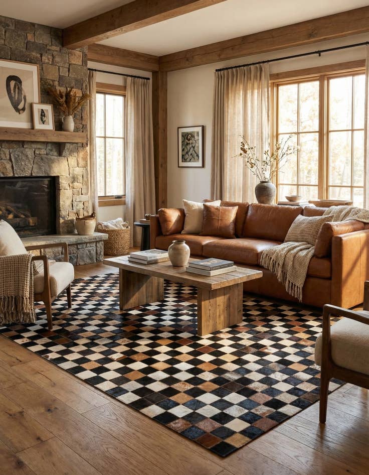 Detail image of 5' x 8' Cowhide Leather Rug