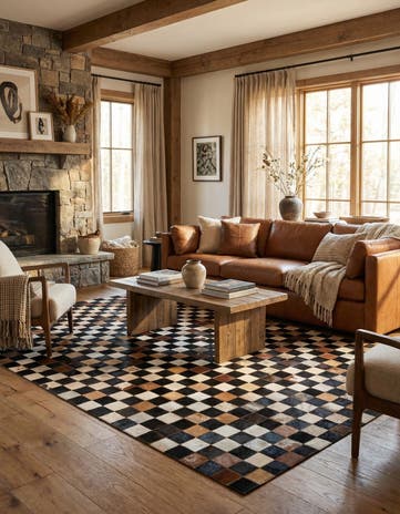 5' x 8' Cowhide Leather Rug