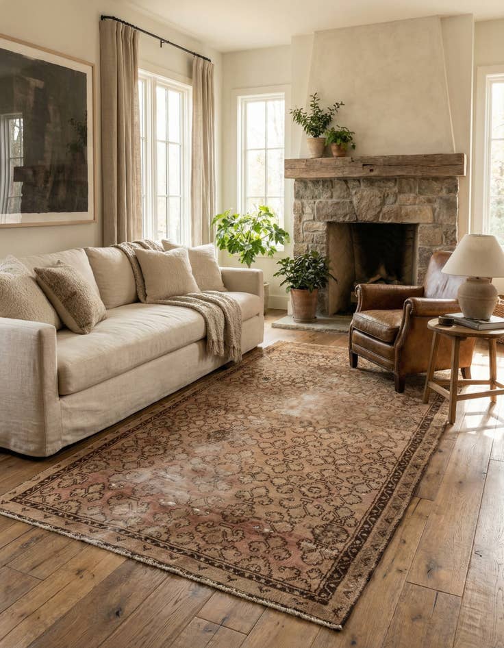 Detail image of 4' 4 x 8' 1  Hand Knotted Ultra Vintage Persian Wool Rug