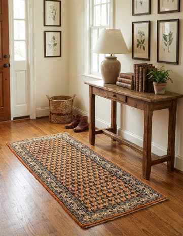 2' 4 x 4' 7 Hand Knotted Mir Wool Runner Rug