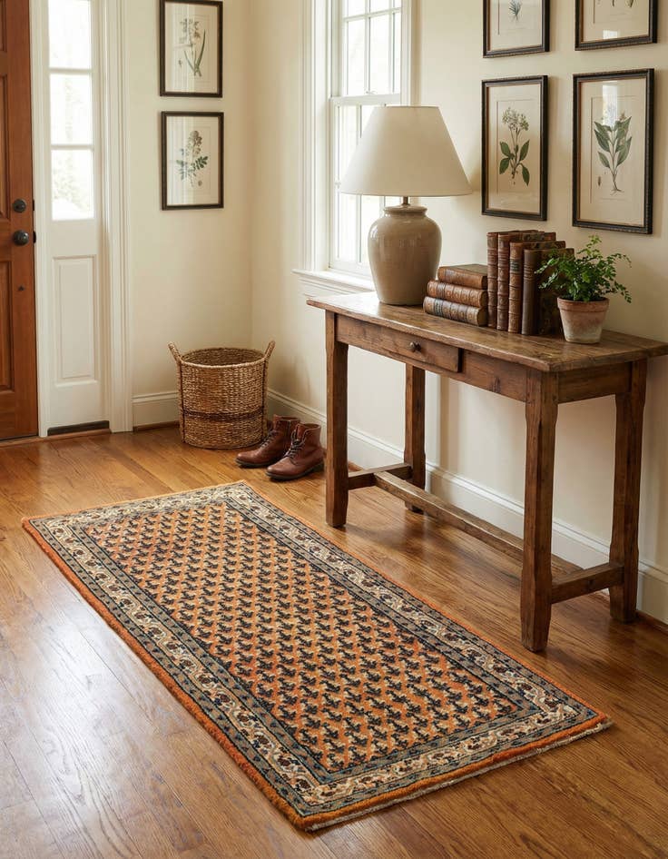 Detail image of  2' 4 x 4' 7  Hand Knotted Mir Wool Runner Rug