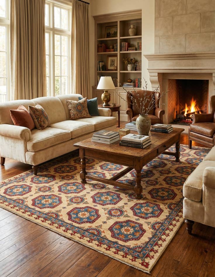 Detail image of 6' 6 x 9' 5  Hand Knotted Kazak Rug