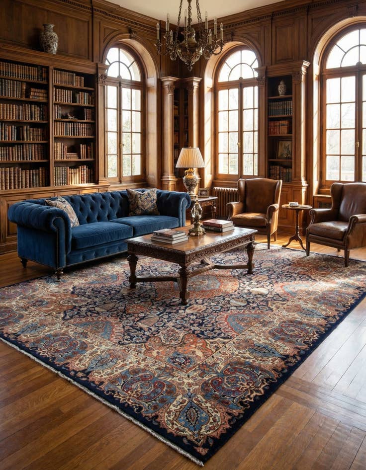 Detail image of 9' 8 x 12' 8 Hand Knotted Kashmar Persian Wool Rug