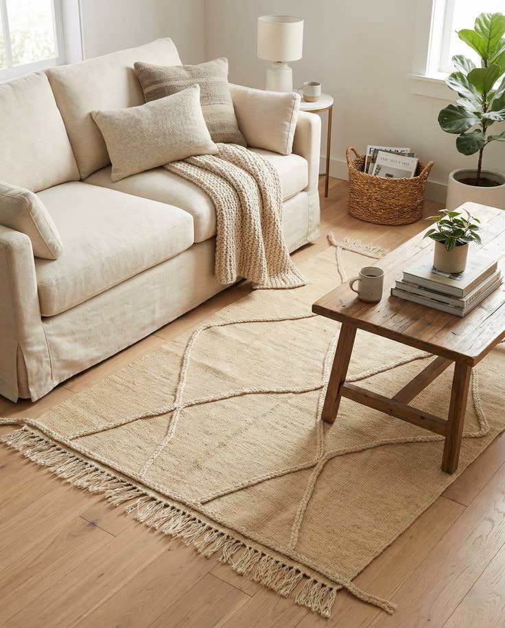 Detail image of 3' 5 x 4' 9 Hand Knotted Moroccan Wool Rug