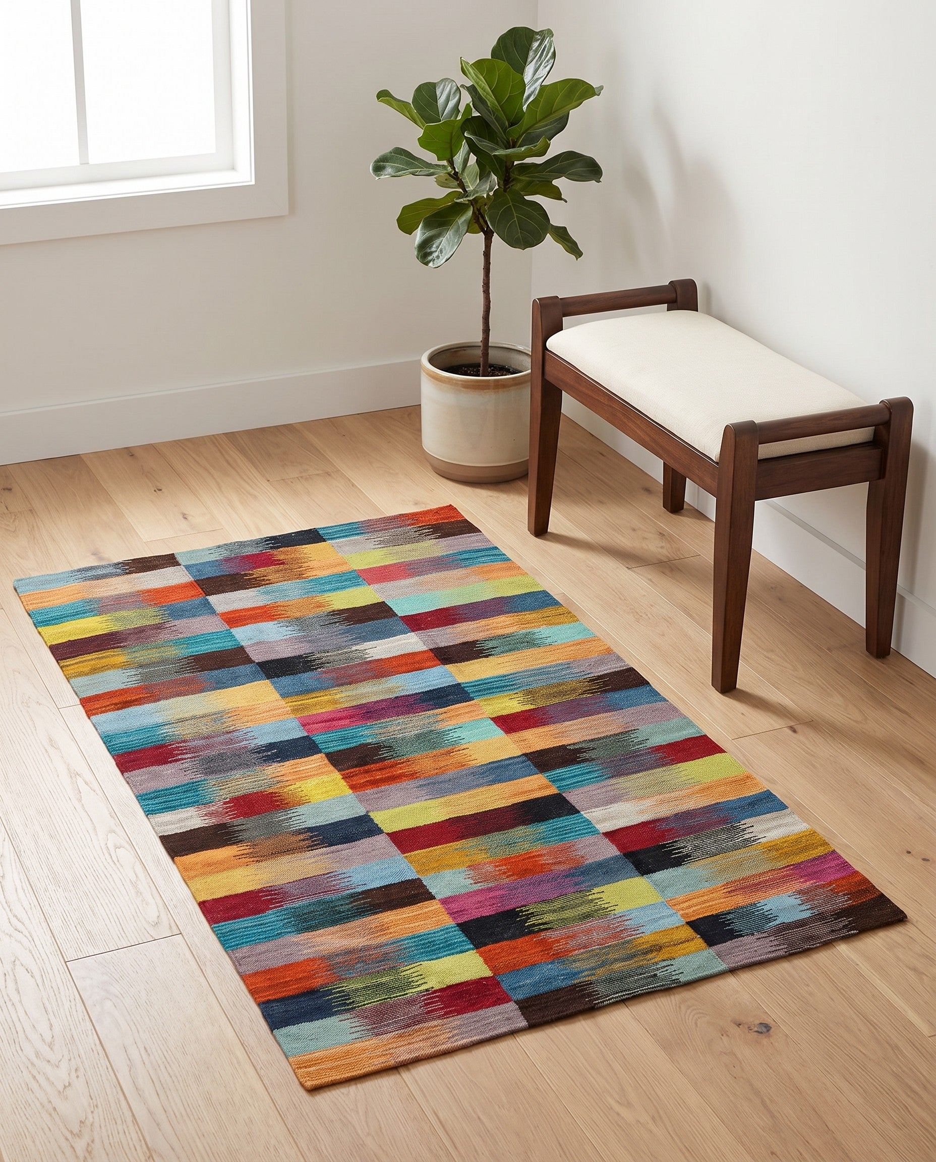 3' 4 x 5' 11 Hand Woven Kilim Modern Wool Rug