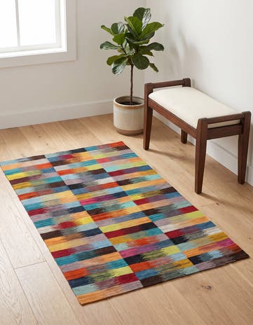 3' 4 x 5' 11 Hand Woven Kilim Modern Wool Rug