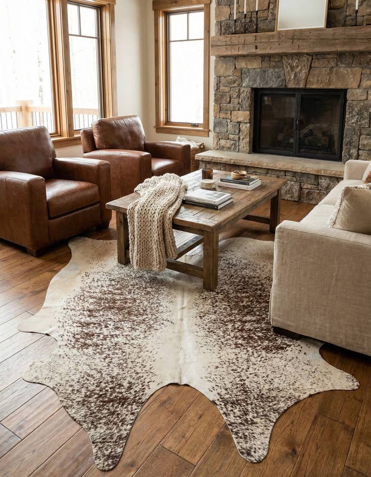 Detail image of 5' 7 x 5' 7 Cowhide Leather Square Rug