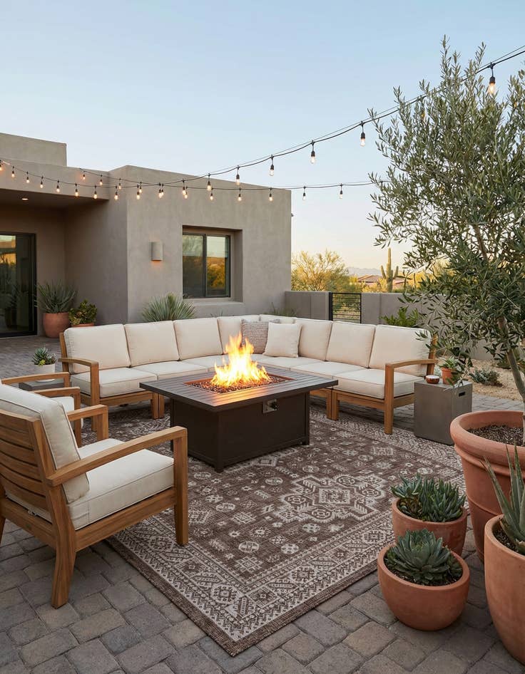 Detail image of 9' x 12'  Washable Aztec Indoor / Outdoor Rug