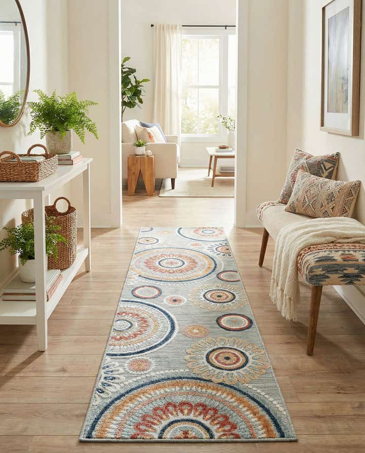 2' 2 x 8' Easy-Clean Botanical Indoor / Outdoor Runner Rug