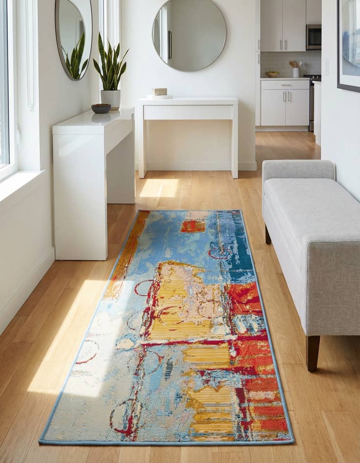 Detail image of 2' x 4'  Washable Modern Indoor / Outdoor Runner Rug