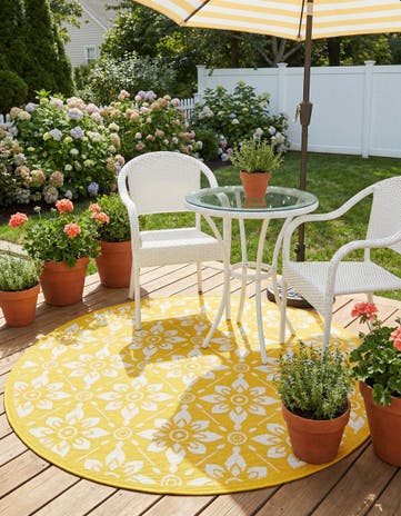 4' x 4' Easy-Clean Trellis Indoor / Outdoor Round Rug