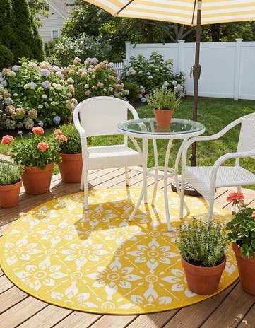 4' x 4' Easy-Clean Trellis Indoor / Outdoor Round Rug