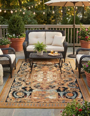 5' 3 x 8' Easy-Clean Traditional Indoor / Outdoor Rug