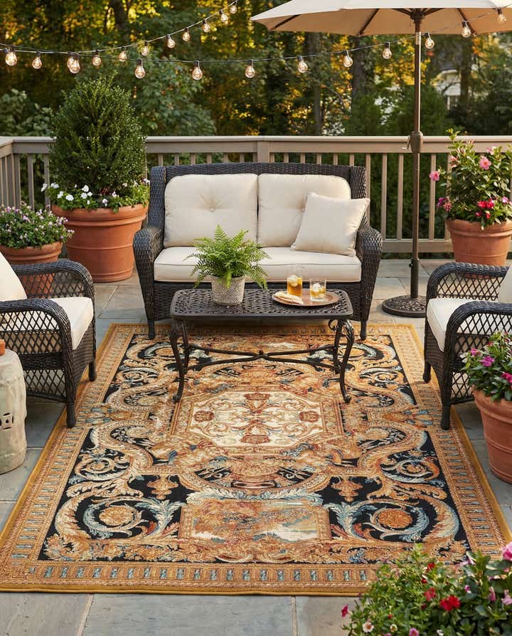5' 3 x 8' Easy-Clean Traditional Indoor / Outdoor Rug