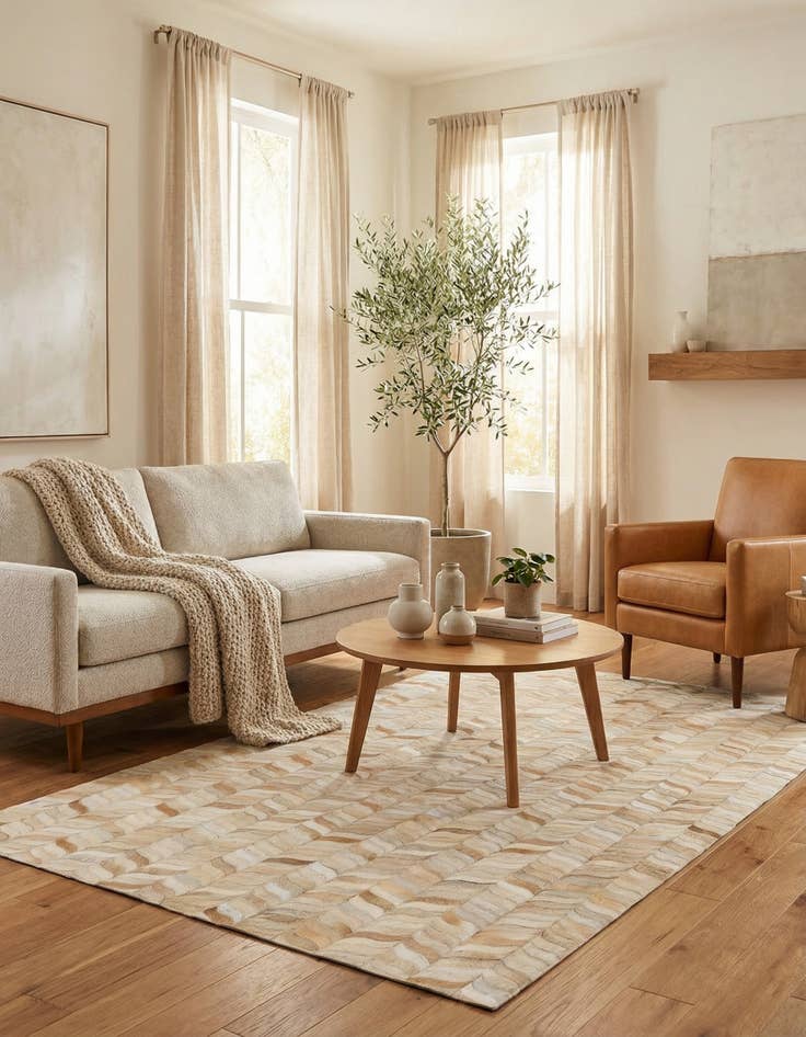 Detail image of  3' 11 x 5' 10 Cowhide Stocks Rug