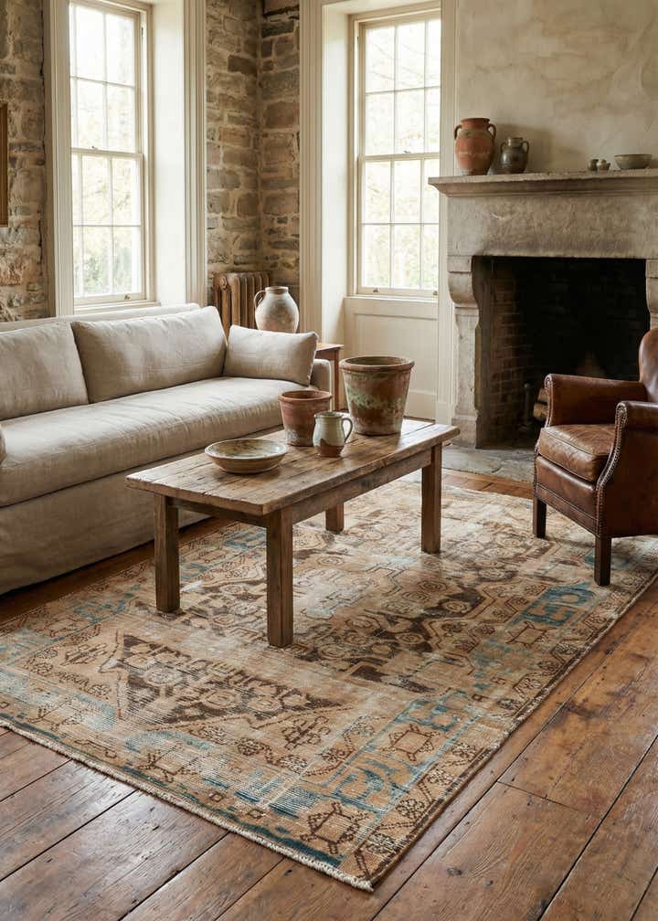 4' x 6' 8 Hand Knotted Ultra Vintage Persian Wool Rug