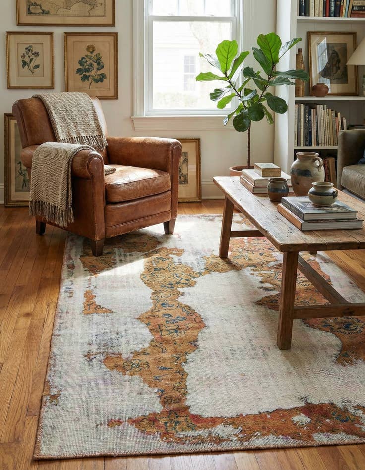 Detail image of 4' 2 x 7' 2 Hand Knotted Ultra Vintage Persian Wool Rug