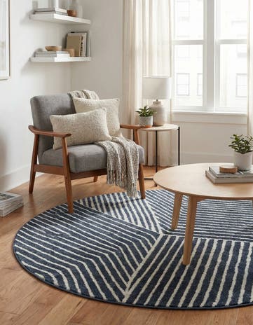 Blue Oslo Round Rug
