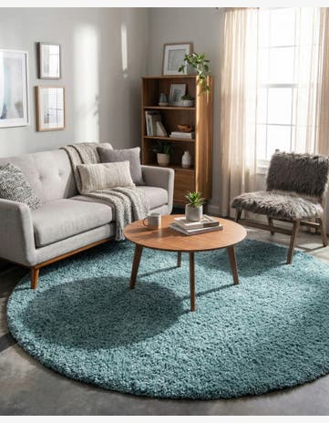 6' x 6' Solid Shag Round Rug