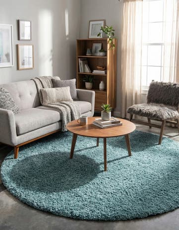6' x 6' Solid Shag Round Rug