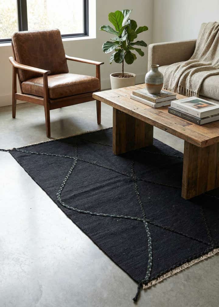 3' 7 x 5' 2 Hand Woven Kilim Modern Wool Rug