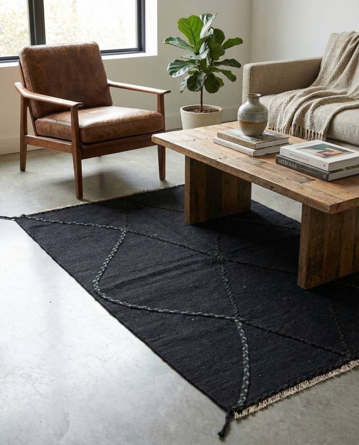 Detail image of 3' 7 x 5' 2 Hand Woven Kilim Modern Wool Rug
