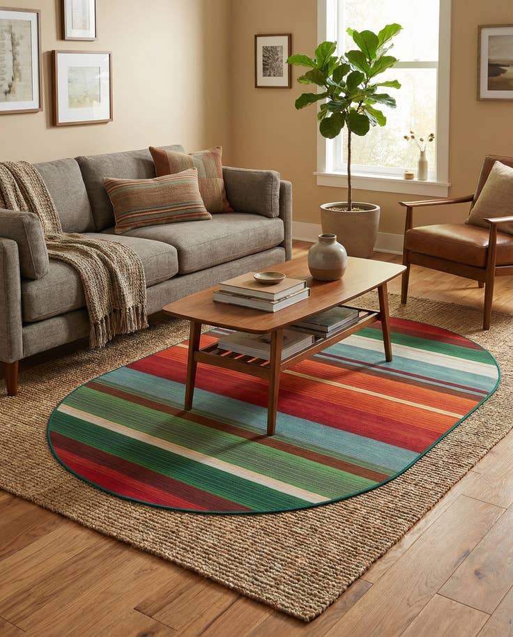 Detail image of 4' x 6' Easy-Clean Modern Indoor / Outdoor Oval Rug