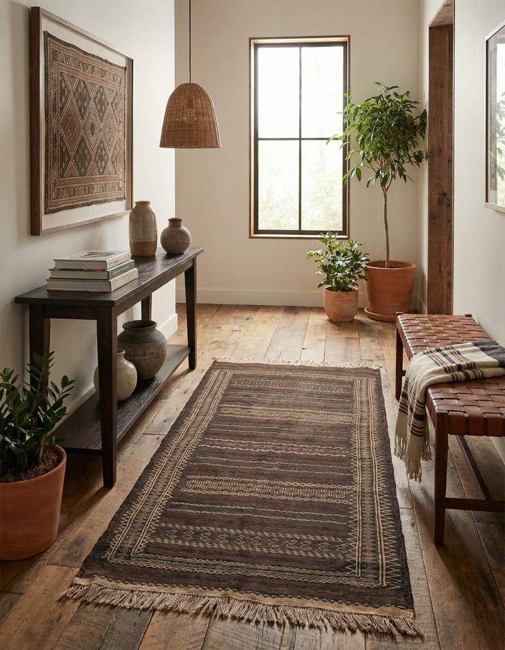 Detail image of 3' 5 x 6' 9  Hand Woven Kilim Fars Wool Runner Rug