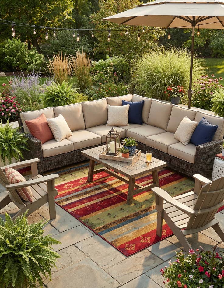 Detail image of 10' x 14'  Washable Modern Indoor / Outdoor Rug