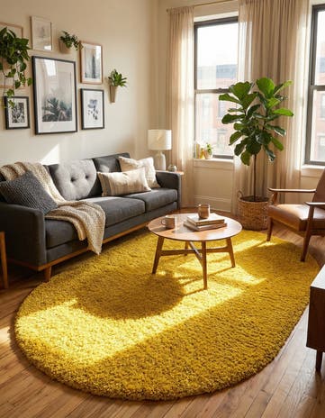 7' 10 x 10' Solid Shag Oval Rug