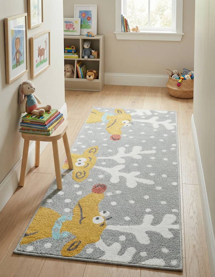 Detail image of 2' 2 x 5' 1 Reindeer Whimsy Kids Runner Rug