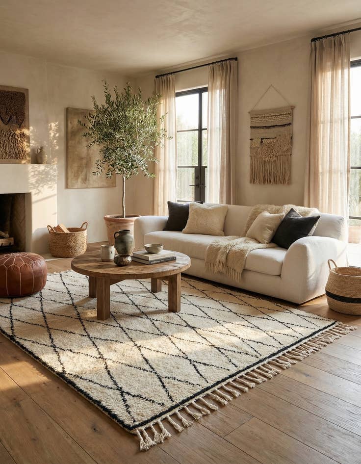 Detail image of 6' 5 x 9' 5  Hand Knotted Moroccan Wool Rug