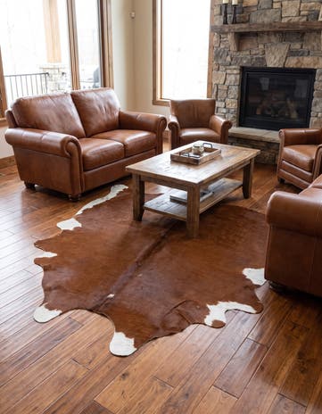 4' 9 x 5' Cowhide Leather Square Rug
