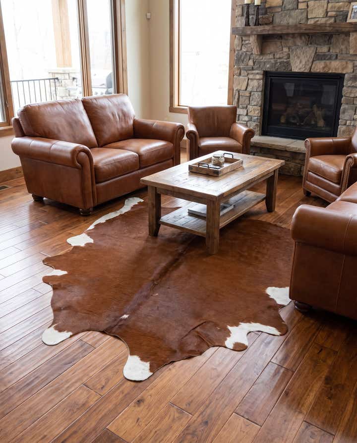 4' 9 x 5' Cowhide Leather Square Rug
