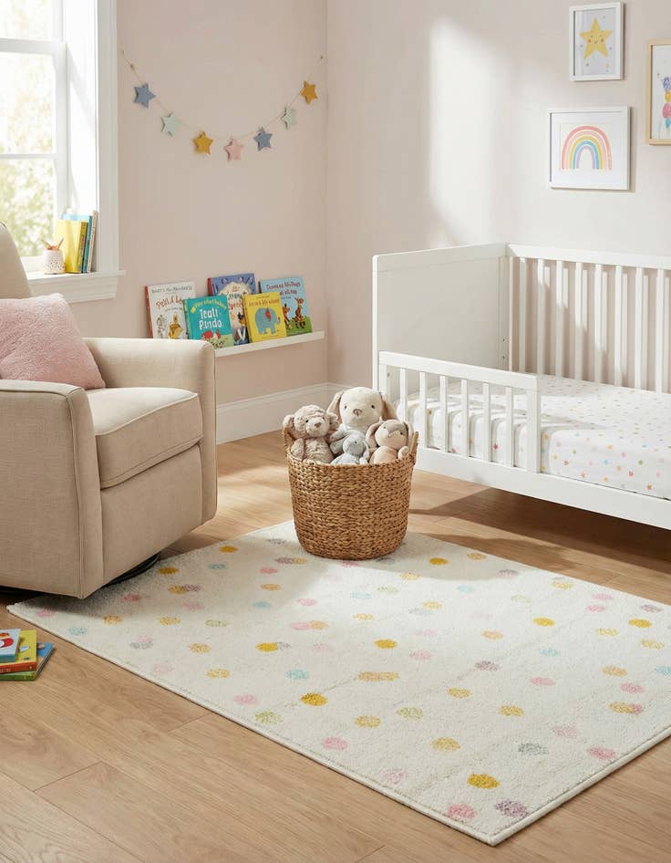 Detail image of 2' 2 x 2' 11 Polka Dot Whimsy Kids Rug