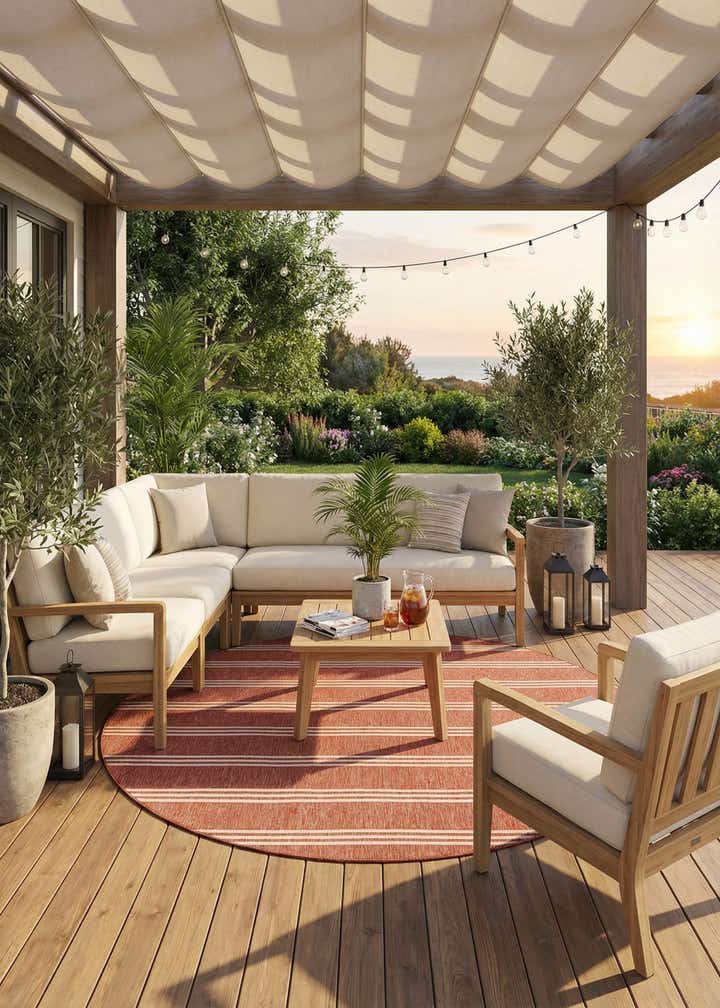 13' x 13' Easy-Clean Jill Zarin Anguilla Indoor / Outdoor Round Rug