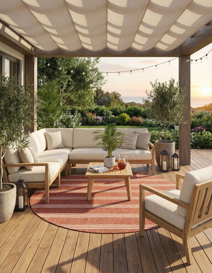 Detail image of 13' x 13' Easy-Clean Jill Zarin Anguilla Indoor / Outdoor Round Rug