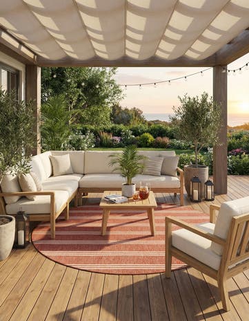 Rust Red Easy-Clean Jill Zarin Anguilla Indoor / Outdoor Round Rug