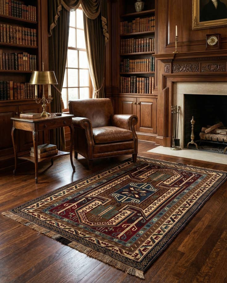 Detail image of 4' 9 x 7' 2 Hand Knotted Kars Wool Rug