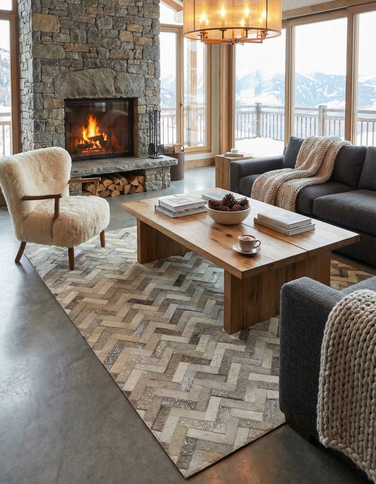 Detail image of 5' x 7' 10 Cowhide Leather Rug