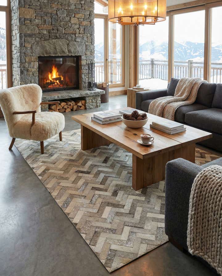 5' x 7' 10 Cowhide Leather Rug