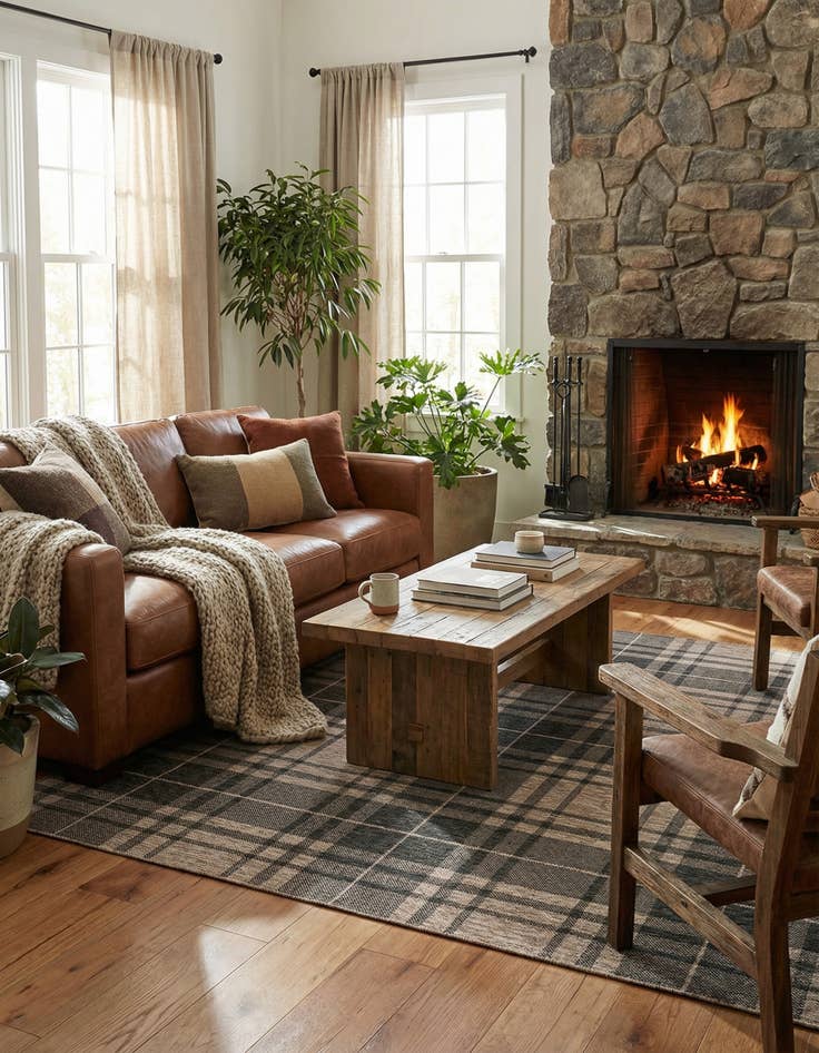 Detail image of 7' 10 x 7' 10 Easy-Clean Checkered Indoor / Outdoor Square Rug