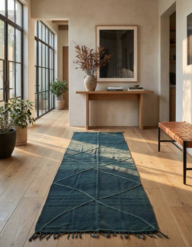 Detail image of 3' 8 x 10' 10  Hand Woven Kilim Modern Wool Runner Rug