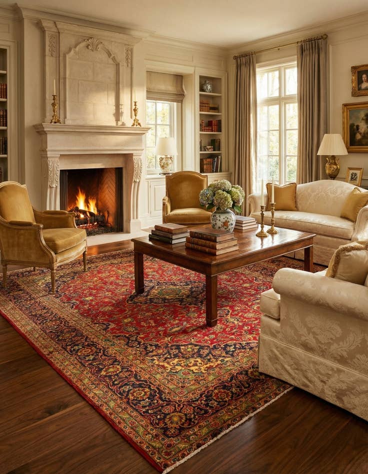 Detail image of 8' 2 x 11' 1  Hand Knotted Kashan Persian Wool Rug