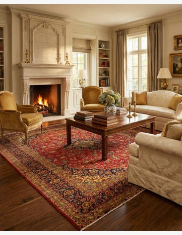 8' 2 x 11' 1 Hand Knotted Kashan Persian Wool Rug