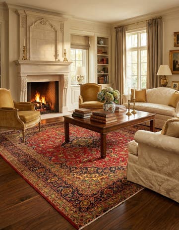 8' 2 x 11' 1 Hand Knotted Kashan Persian Wool Rug